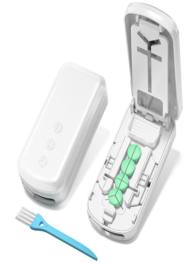 Daviky Pill Cutter Splitter for Small & Tiny Pills, Dual Safety Blades, Adjustable Centering Slot, Precise 1/2 1/3 1/4 Tablet Cutter, Built-in Storage, Portable & Senior-Friendly - Image 1